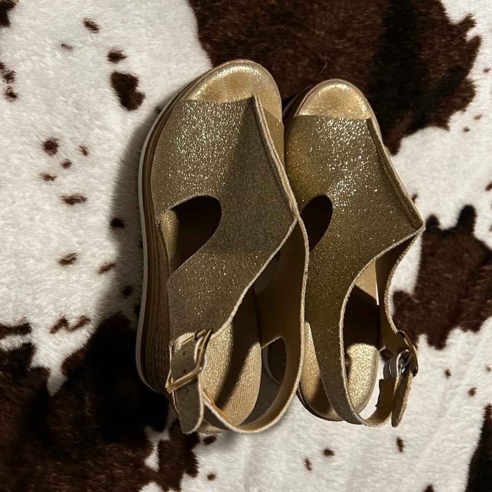 Gold Glitter Open-Toe Sandals